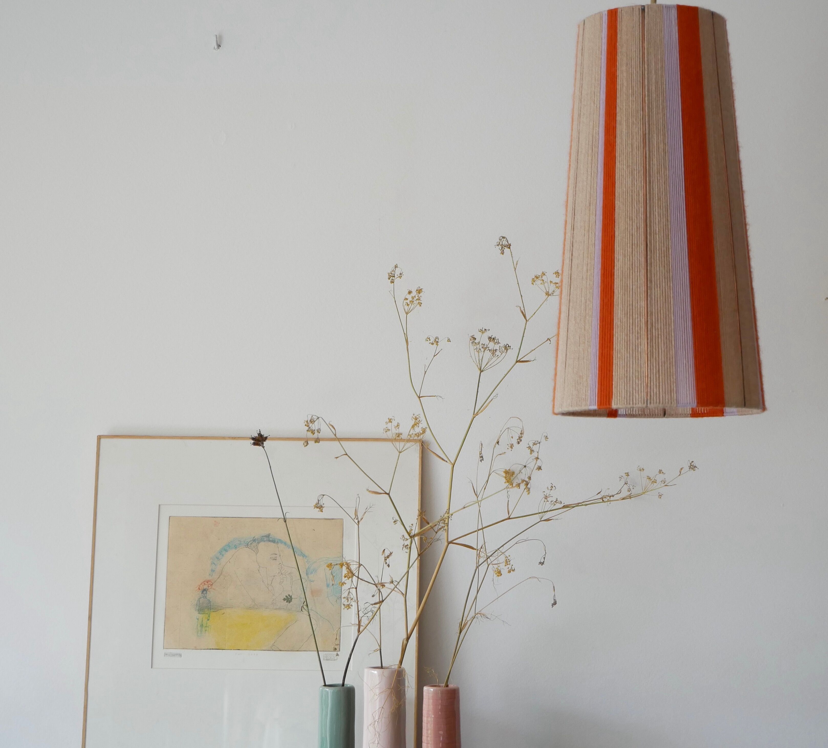 Garance model pendant lamp - hand-woven lamps - Unique woven yarn shade - t pendant lamp