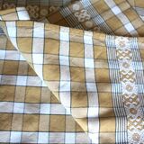 Beige vintage checkered rectangular tablecloth