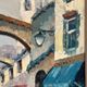 Original Swedish Oil on Canvas –“Market Alley” by B. Komino – Signed – Vintage & Framed –57 × 61 cm