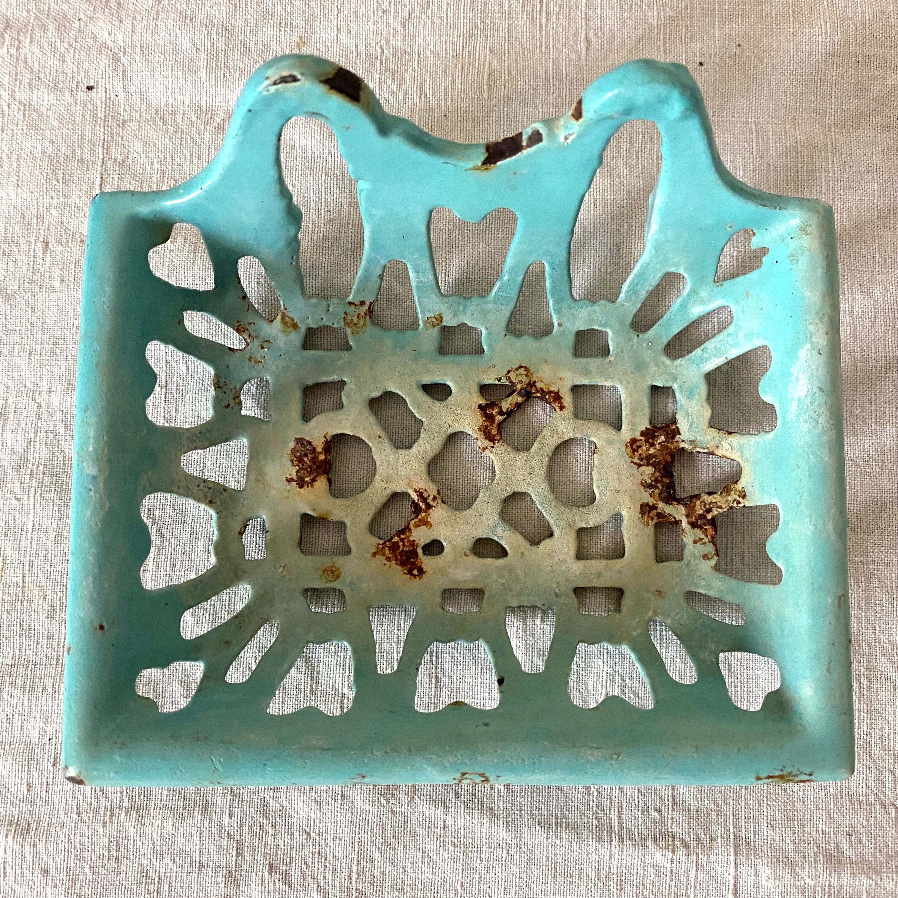 Antique enamelled cast iron soap dish