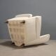 Fauteuil bergère vintage en hêtre et tissu, design années 1950
