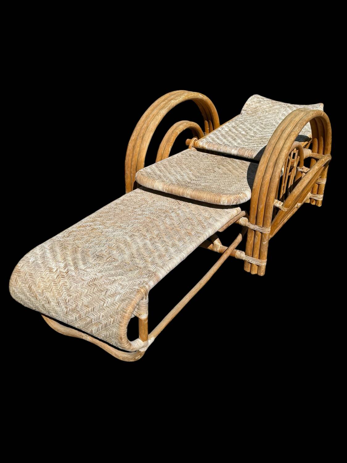 Vintage Rattan and Bamboo Chaise Longue from the 60s Italy