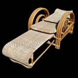 Vintage Rattan and Bamboo Chaise Longue from the 60s Italy