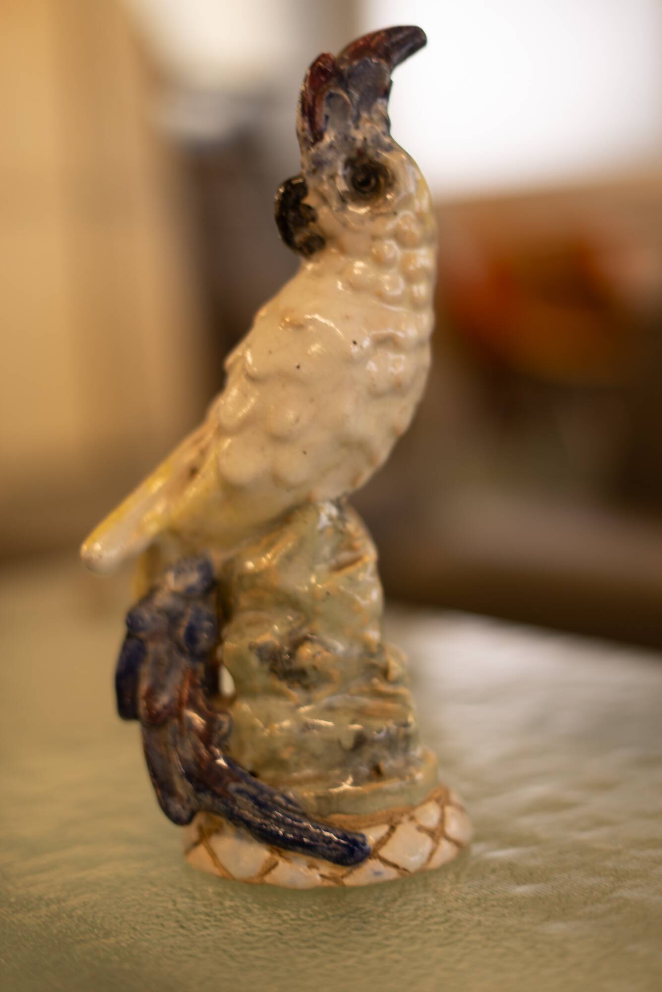 Parakeet faience by Marjolaine and Luc Lanel