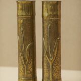 Pair of vintage Art Deco Brass vases Circa 191