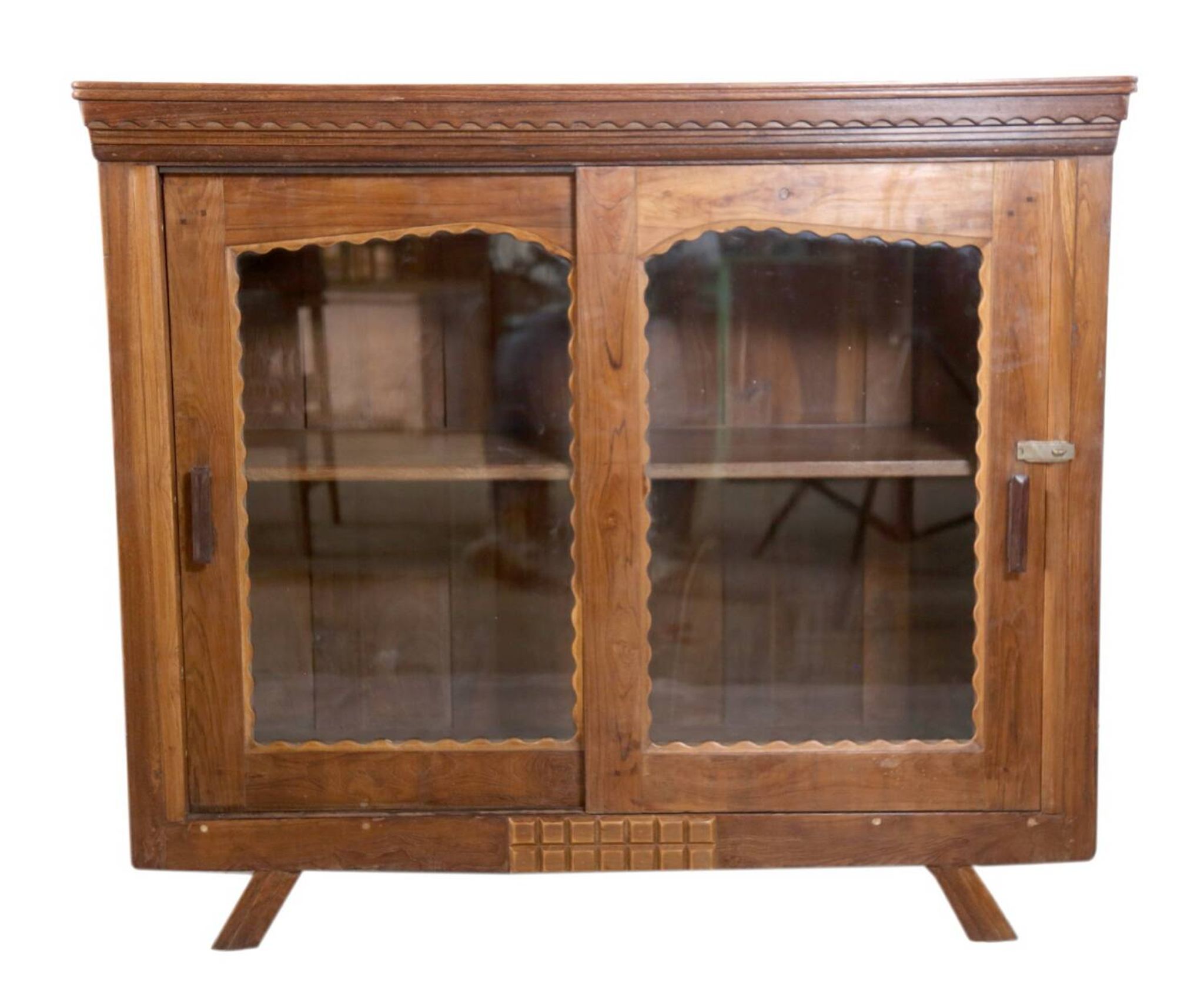 Antique glass-fronted buffet in Burmese teak