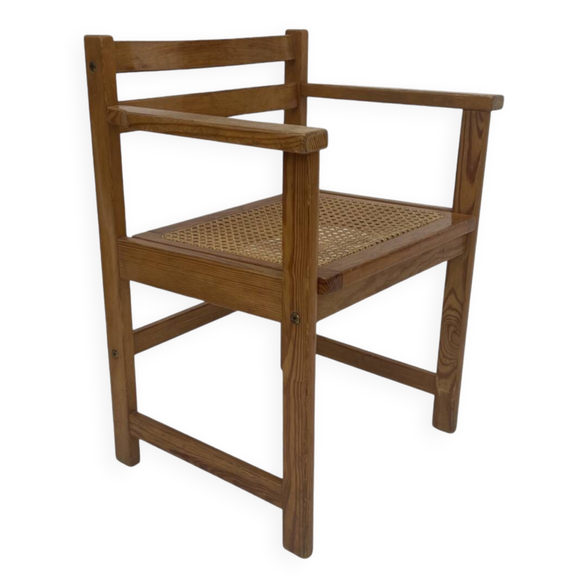 Vintage chair in webbing and pinewood from the 70s minimalist design