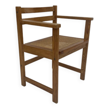 Vintage chair in webbing and pinewood from the 70s minimalist design