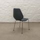 Set of Four Vintage Kitchen Chairs, Night Blue Leatherette with Chrome. 60s
