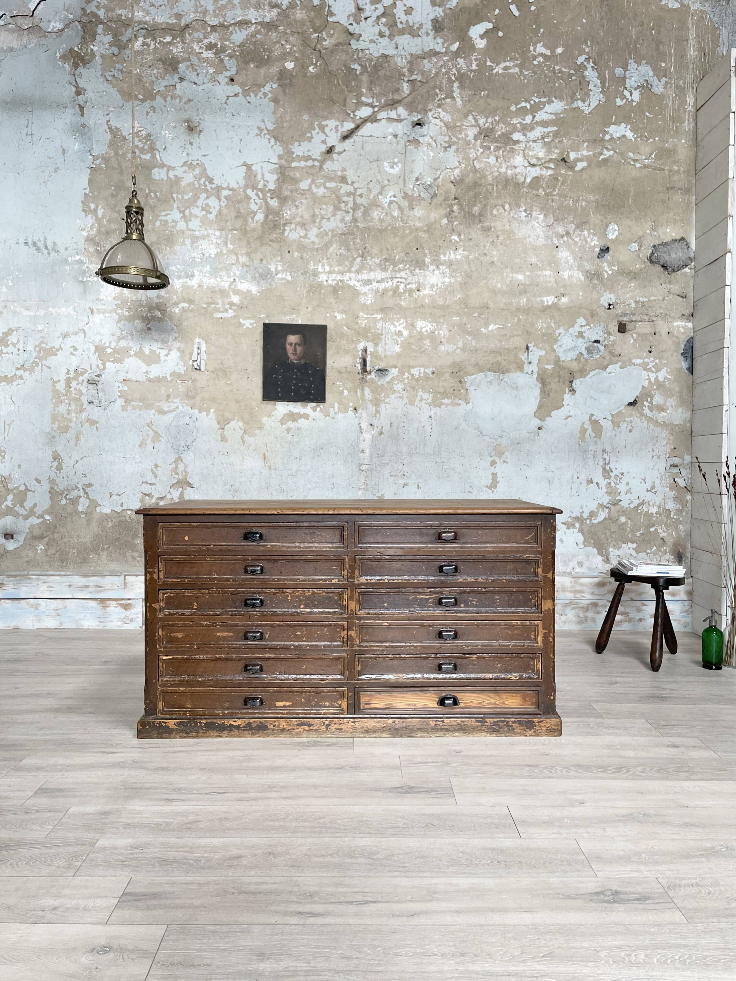 Double-sided trade counter with drawers, circa 1900