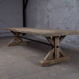 Table de ferme en chêne massif ancien pieds Etoile - longueur 200 cm