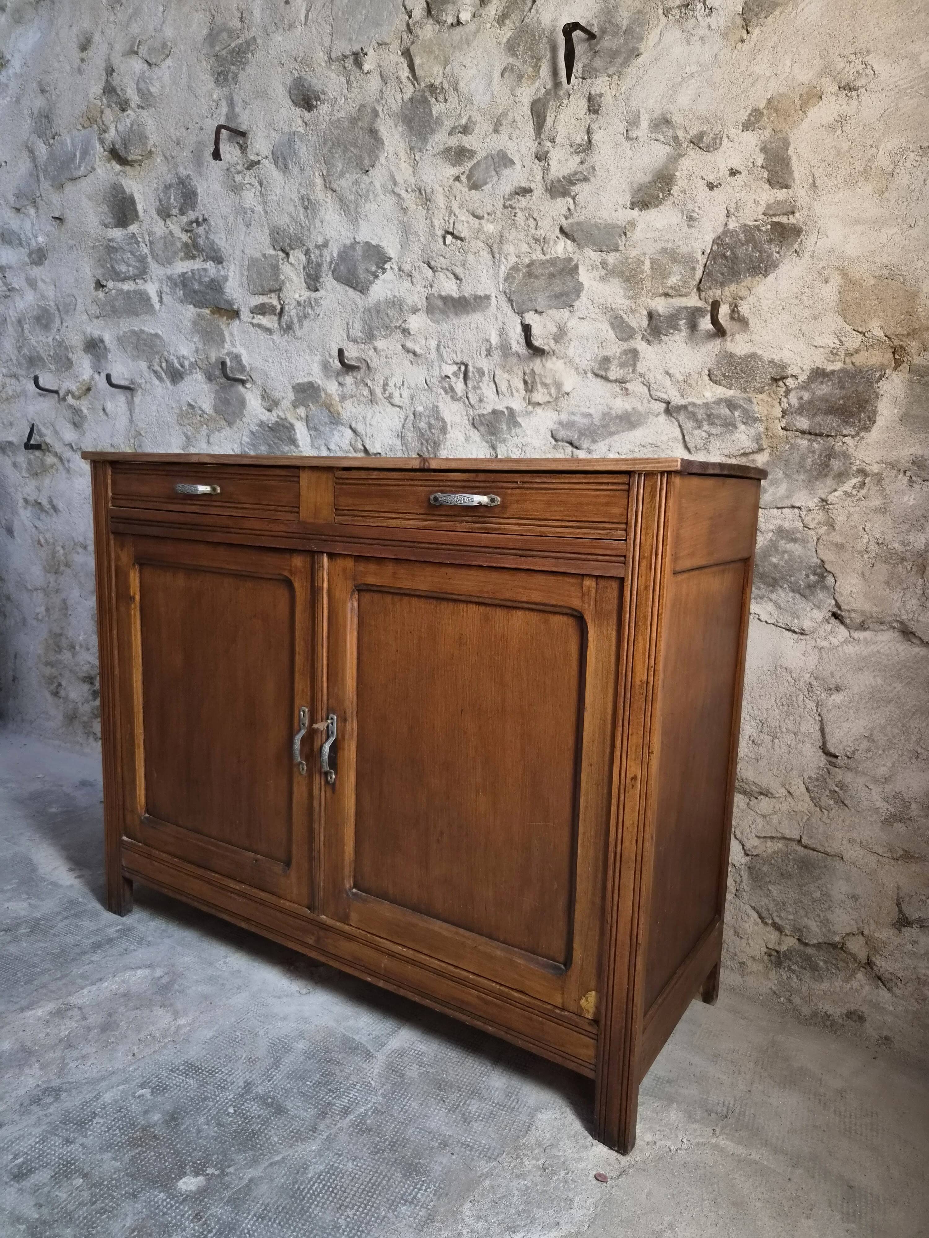 French country buffet, rustic kitchen furniture, wooden buffet, circa 1930–1950.