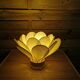 Flower table lamp made of rattan and ivory flannel petals