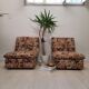 Modular sofa / Pair Armchairs - Fabric leaves - Vintage - Bonacina