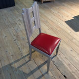 Chair in oak & red skai