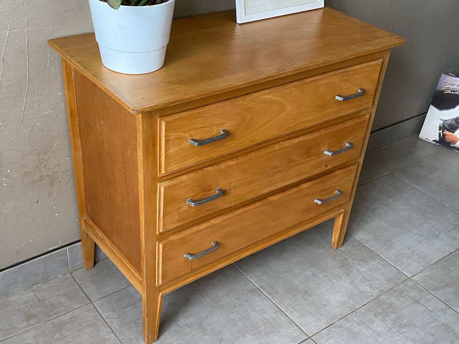Vintage wooden chest of drawers from the 1950s
