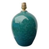 Cracked and signed ceramic ball lamp base, blue-green tones