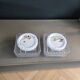Pair of ceiling lights or moulded glass wall lights.