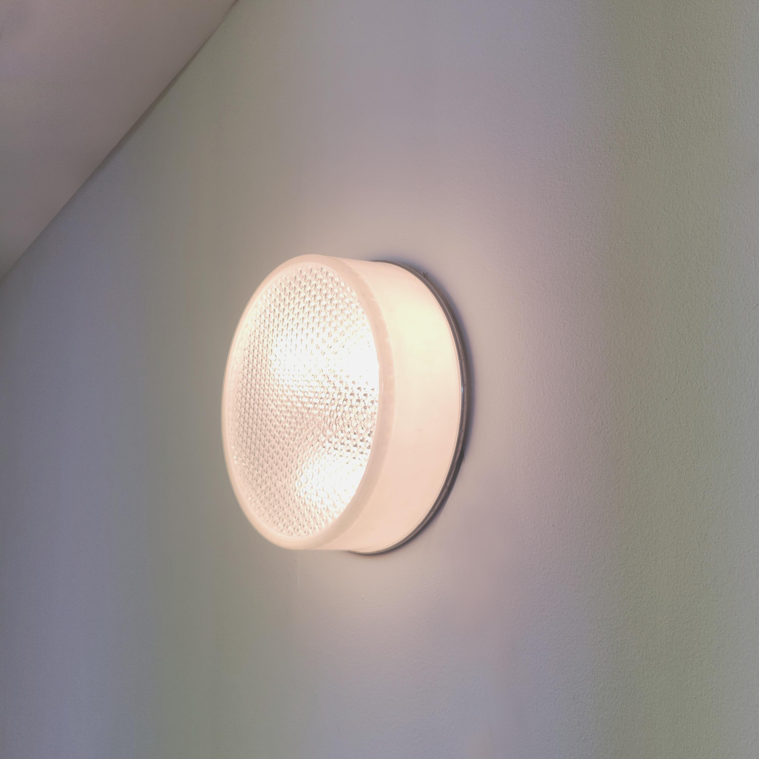 Ceiling lamp or wall lamp Holophane white opaline glass 1970 diameter 35cm