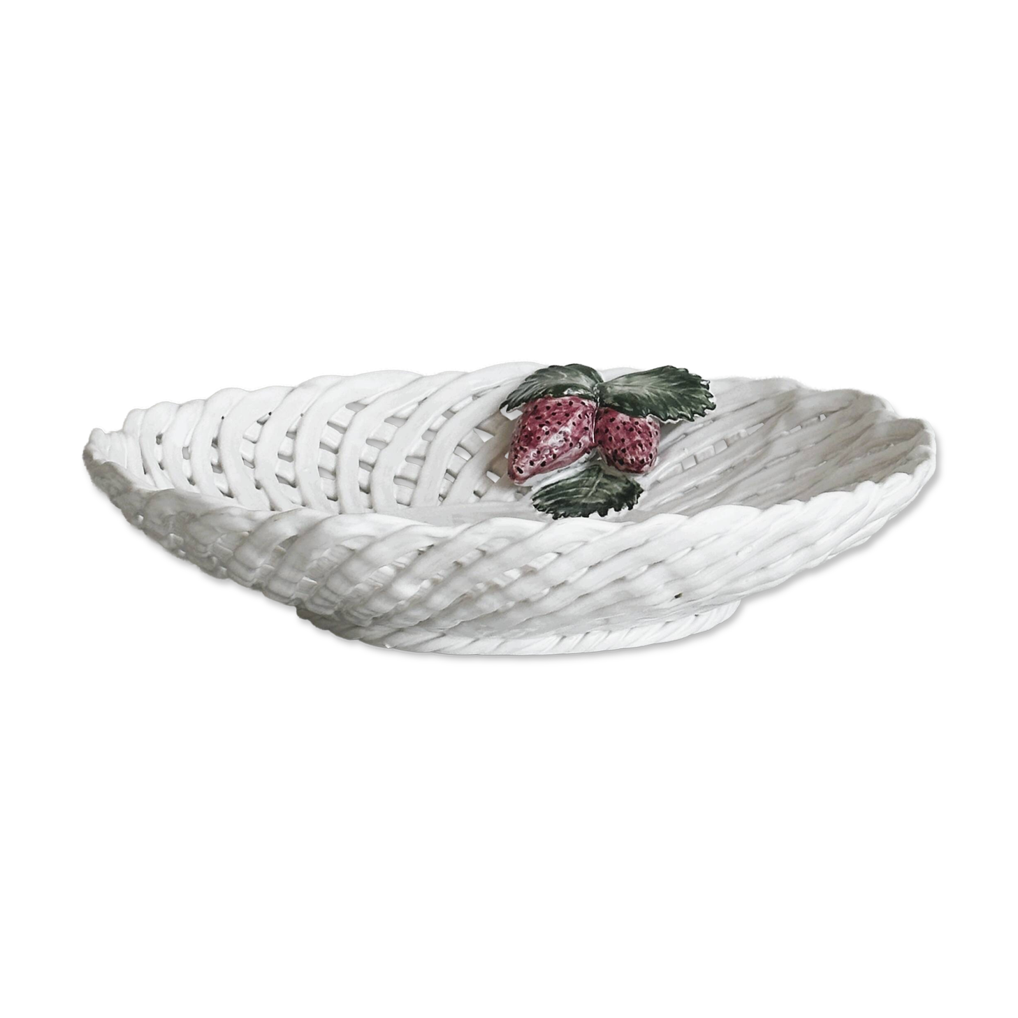 Large white twisted ceramic basket