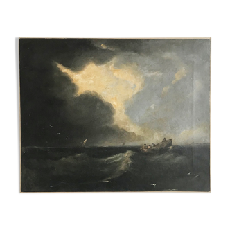 Marine - oil on canvas - English School XIX