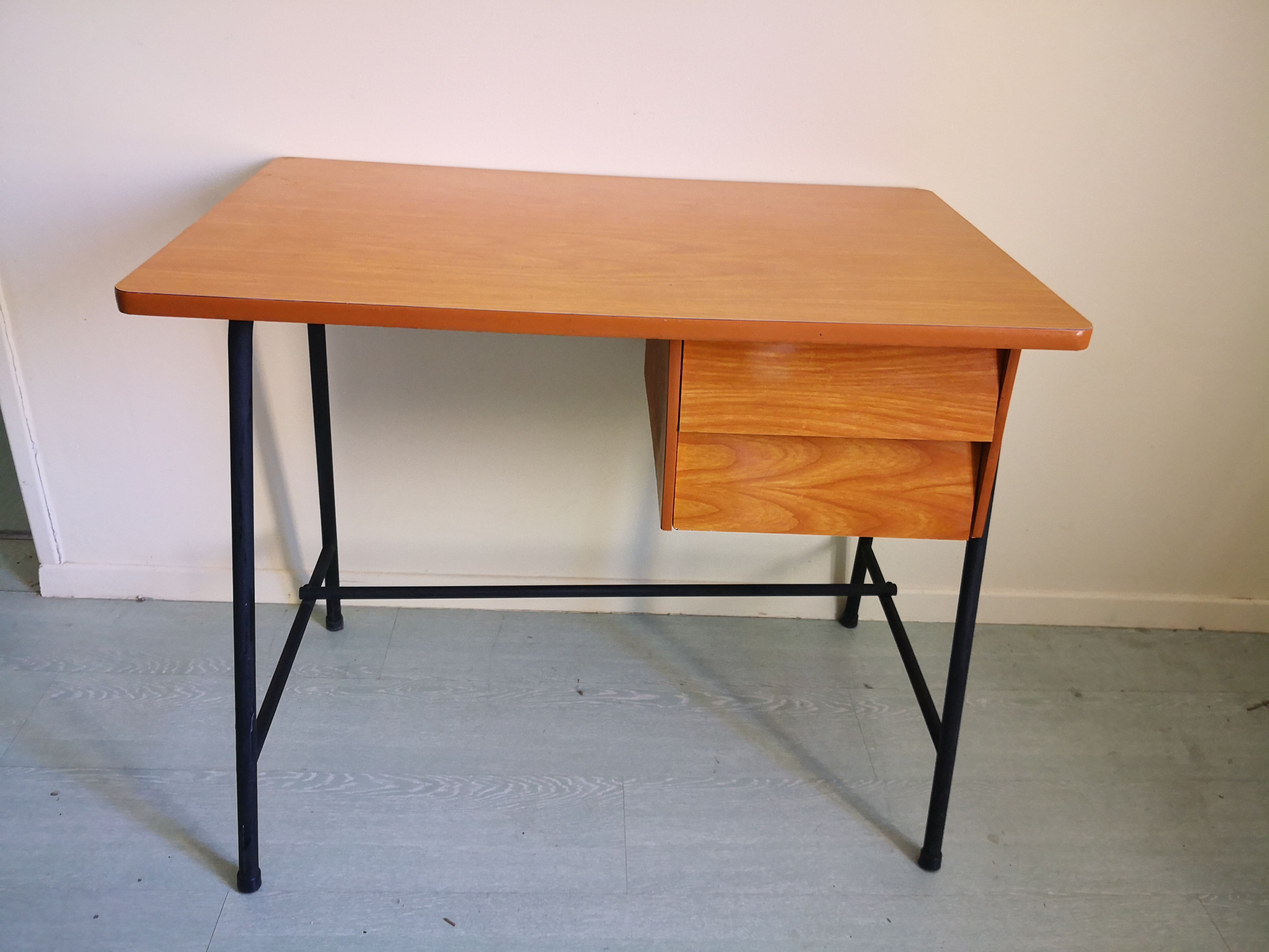 Scandinavian desk, 80s wood and metal