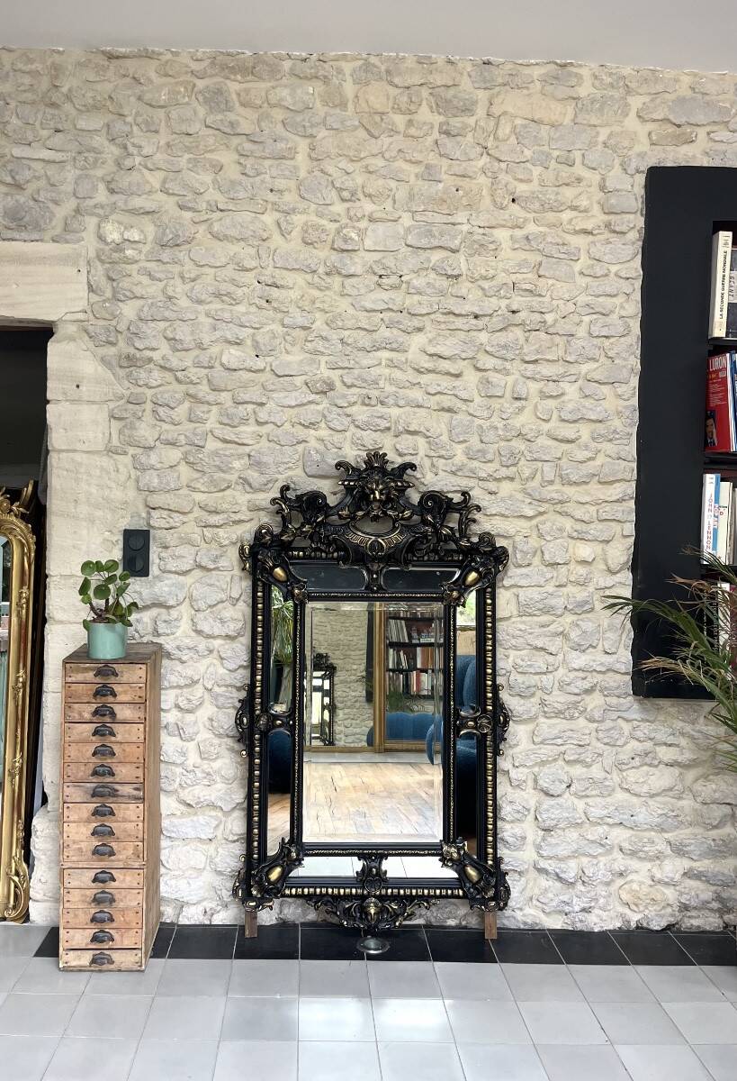 Miroir Ancien à Parecloses époque Napoléon III 152cm/90cm Glace Biseautée