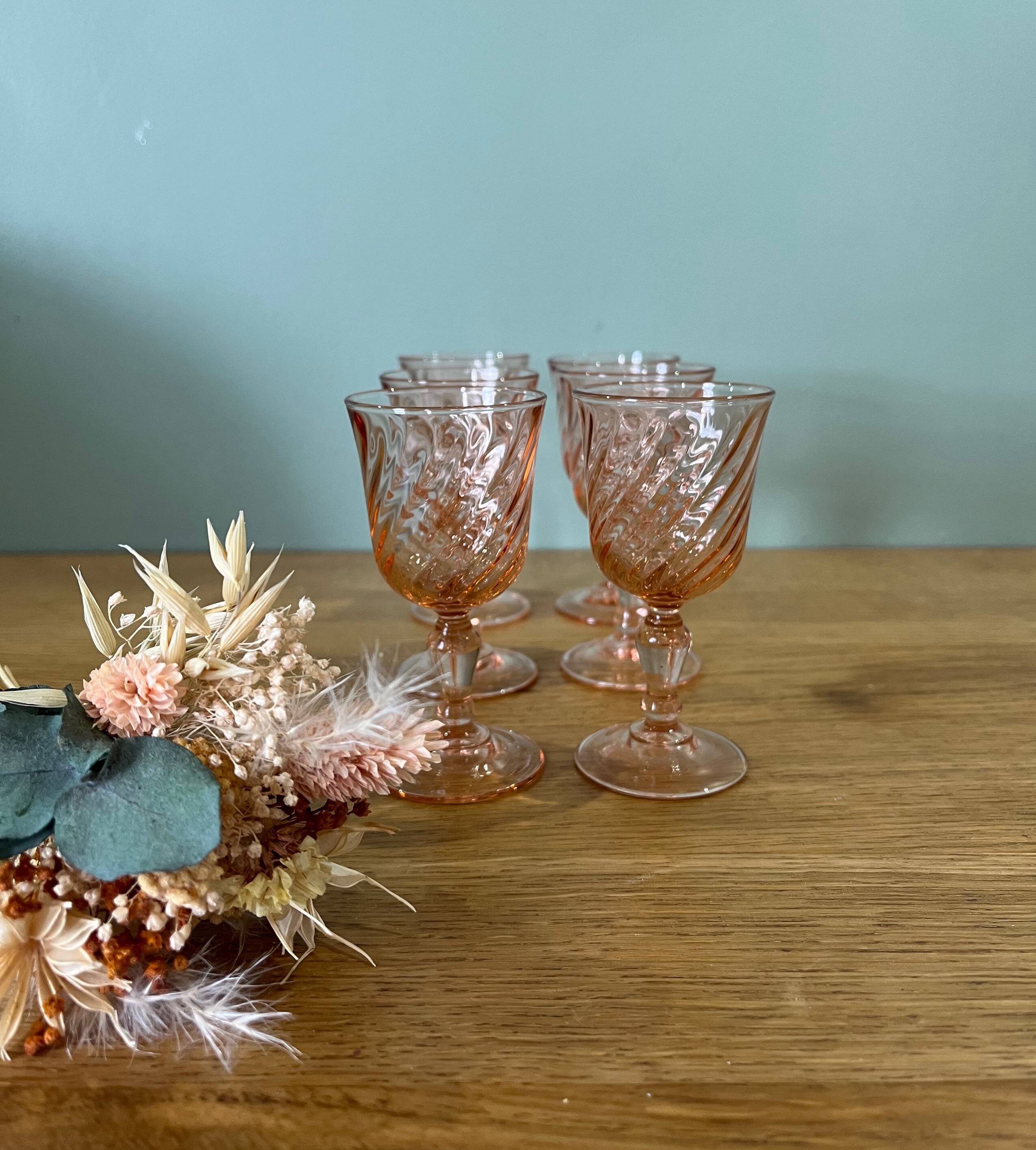 6 Rosaline twisted liqueur glasses