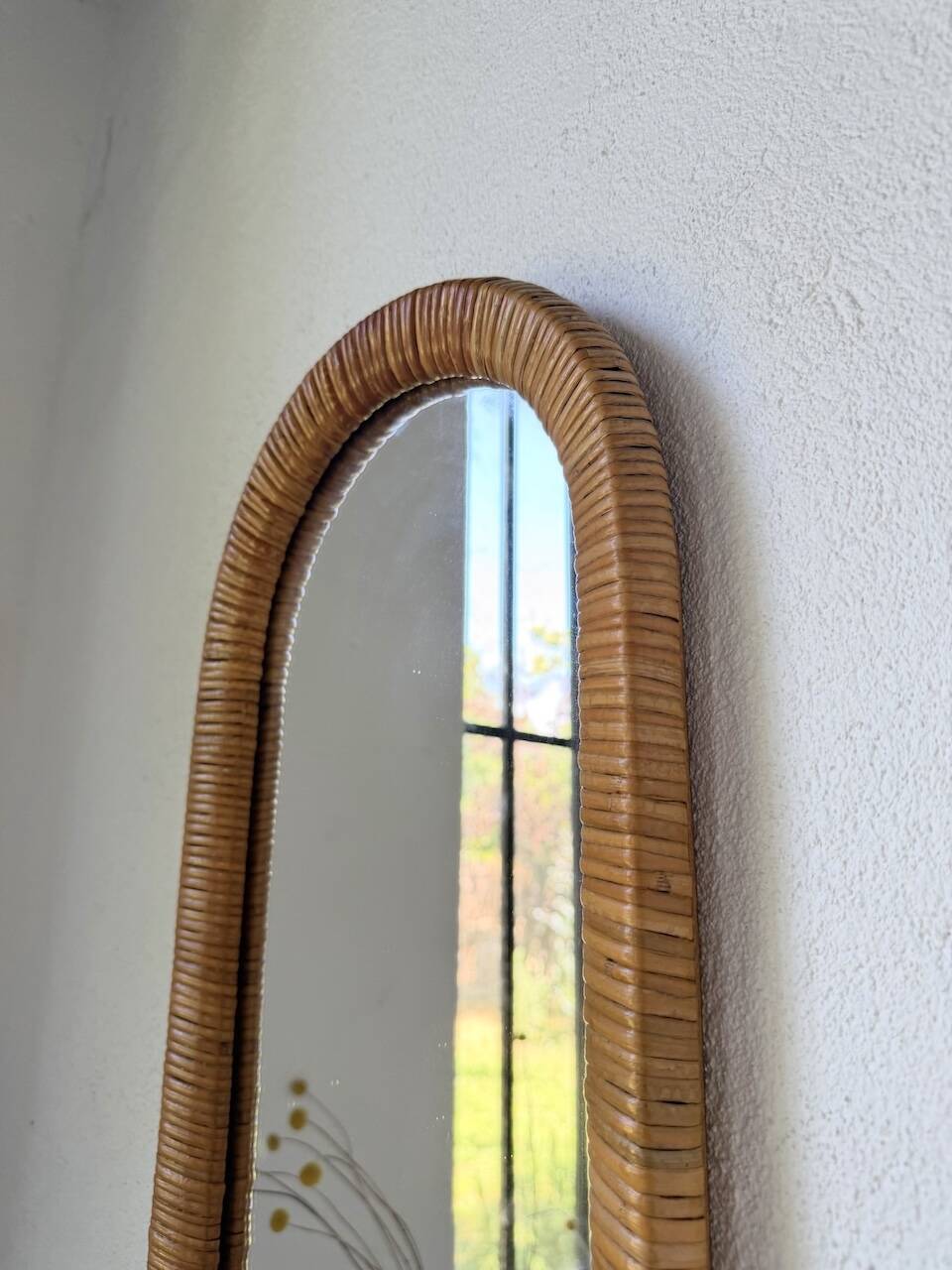 Miroir osier tressé Italie années 60 ovale