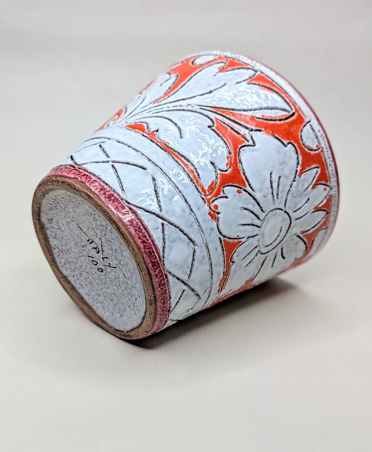 Vintage Fratellini Fanciullacci orange cache-pot