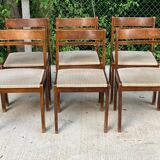 6 chaises Scandinaves Baumann bois massif et tissu beige