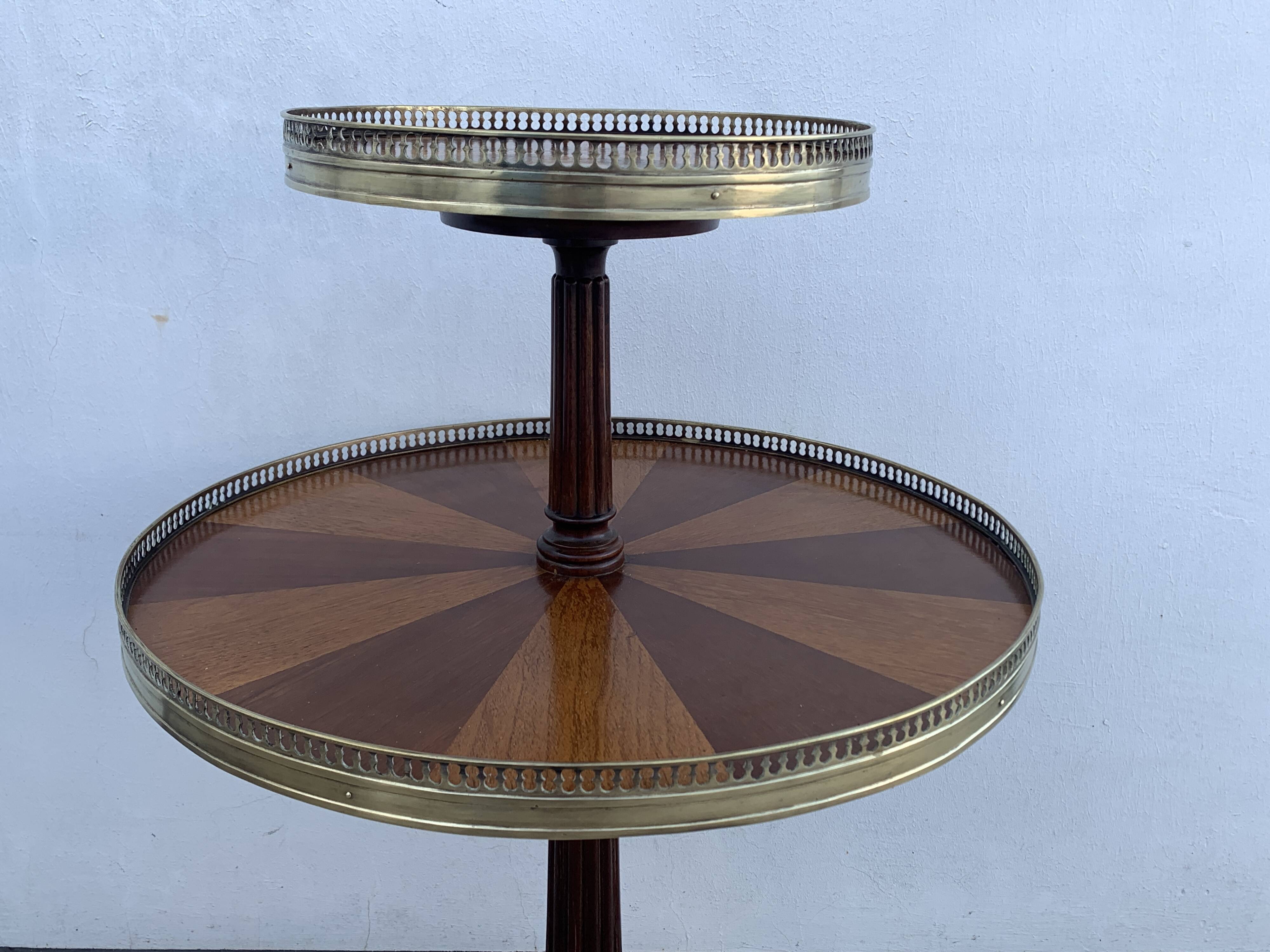 Late 19th century tripod pedestal table in wood marquetry