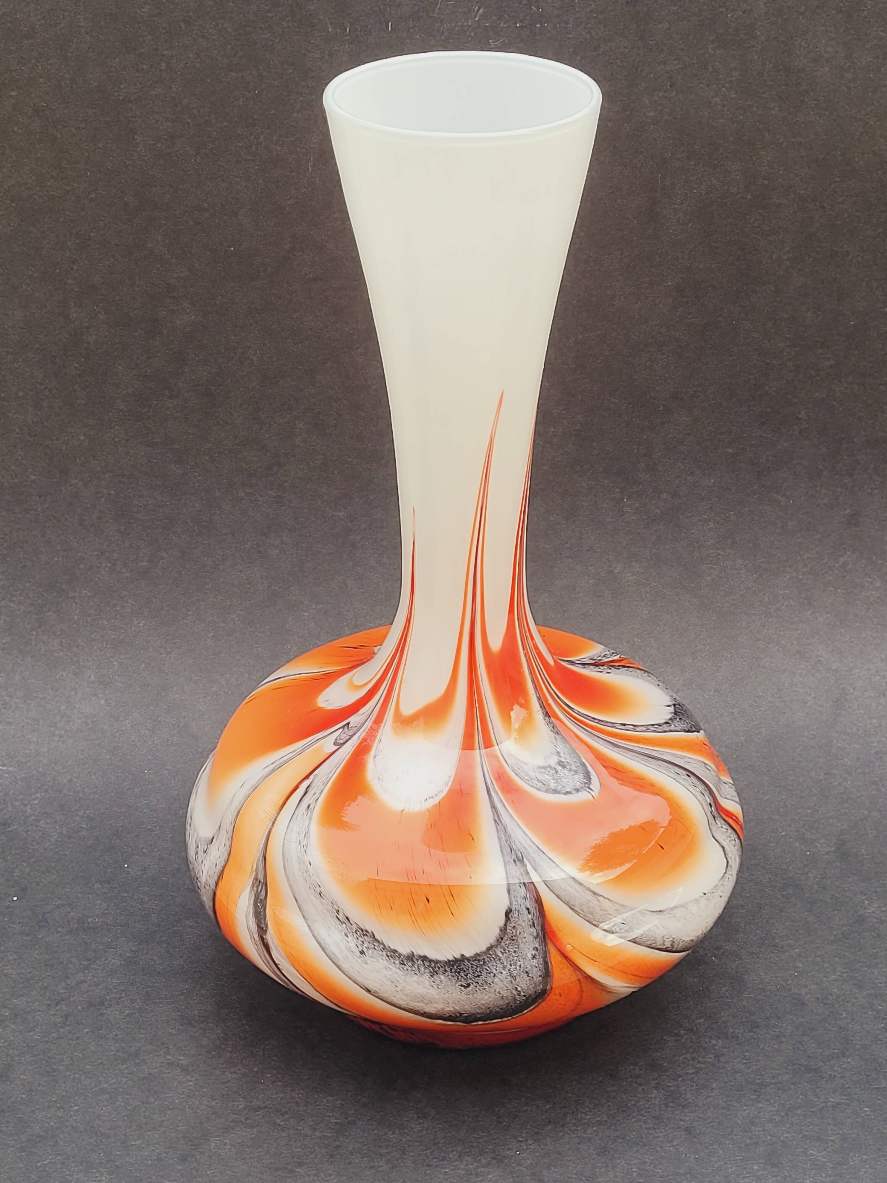 Vase Italy by Carlo Moretti 1970 opaline orange black
