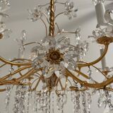 Vintage crystal brass chandelier by Palme & Walter, 1970s