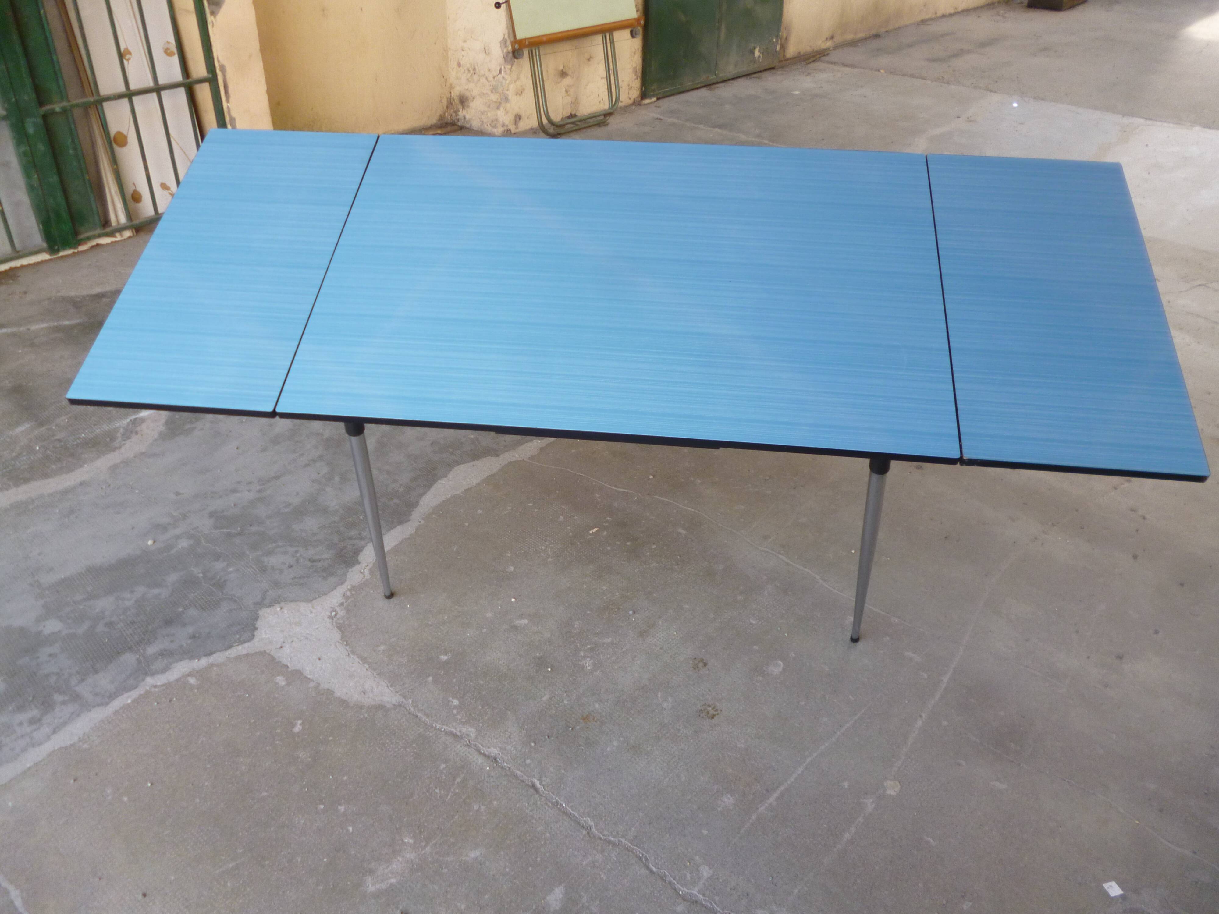 Blue formica table