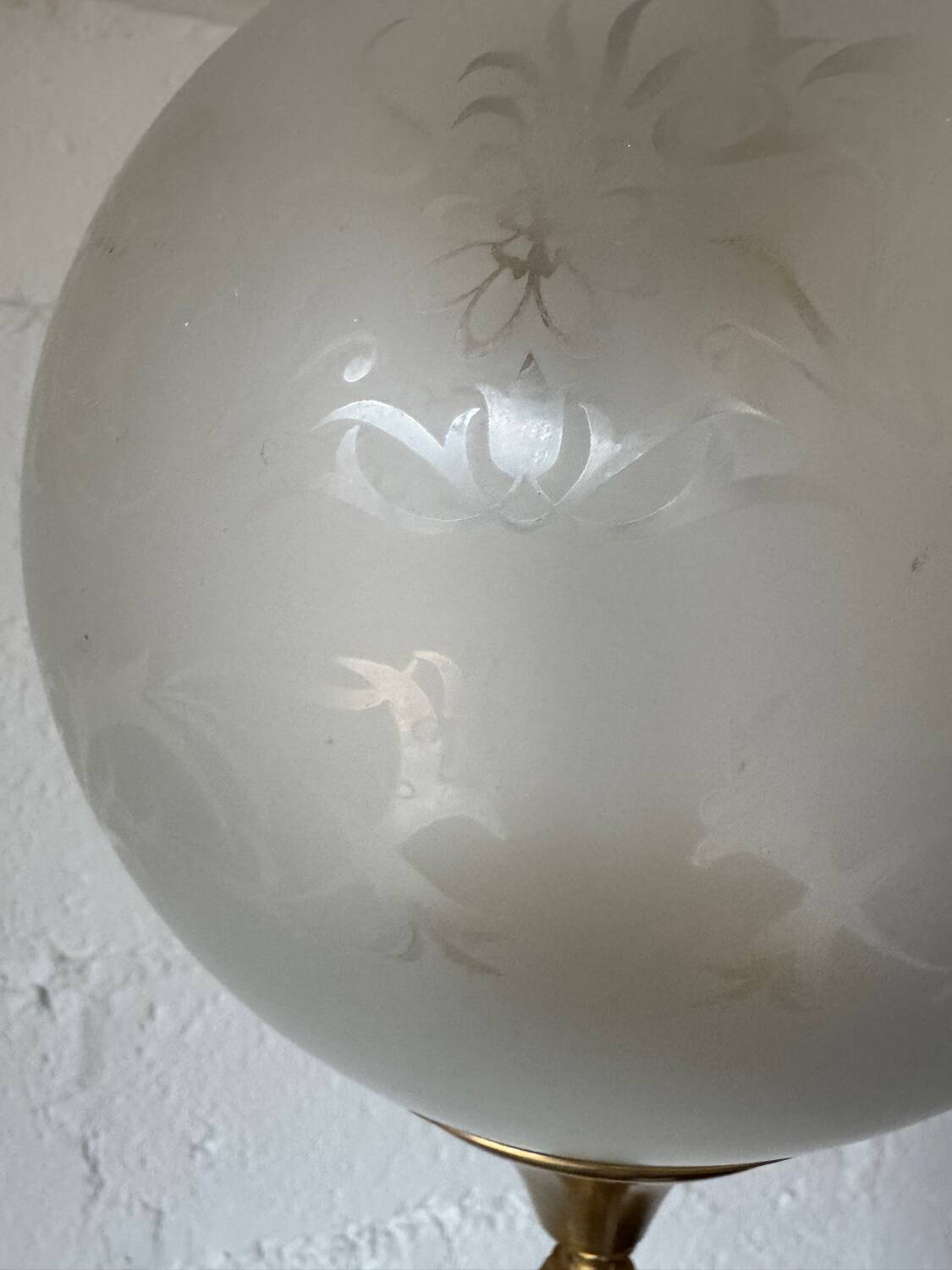 70s frosted engraved globe lantern chandelier