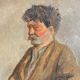 Old painting, portrait of a peasant, signed Étienne Chabrier, dated 1953