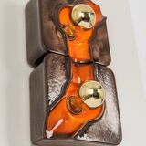 Sputnik wall lights in brown and orange ceramic, Germany 1970s