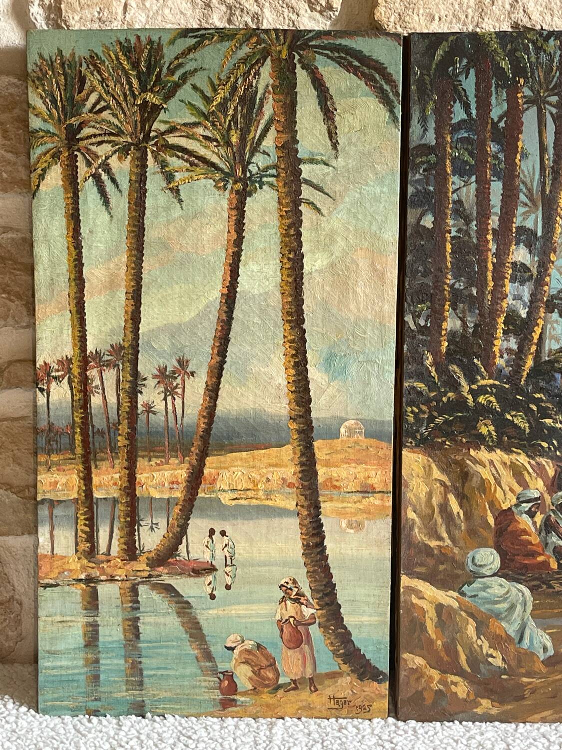 Pair of orientalist paintings signed Hager 1925