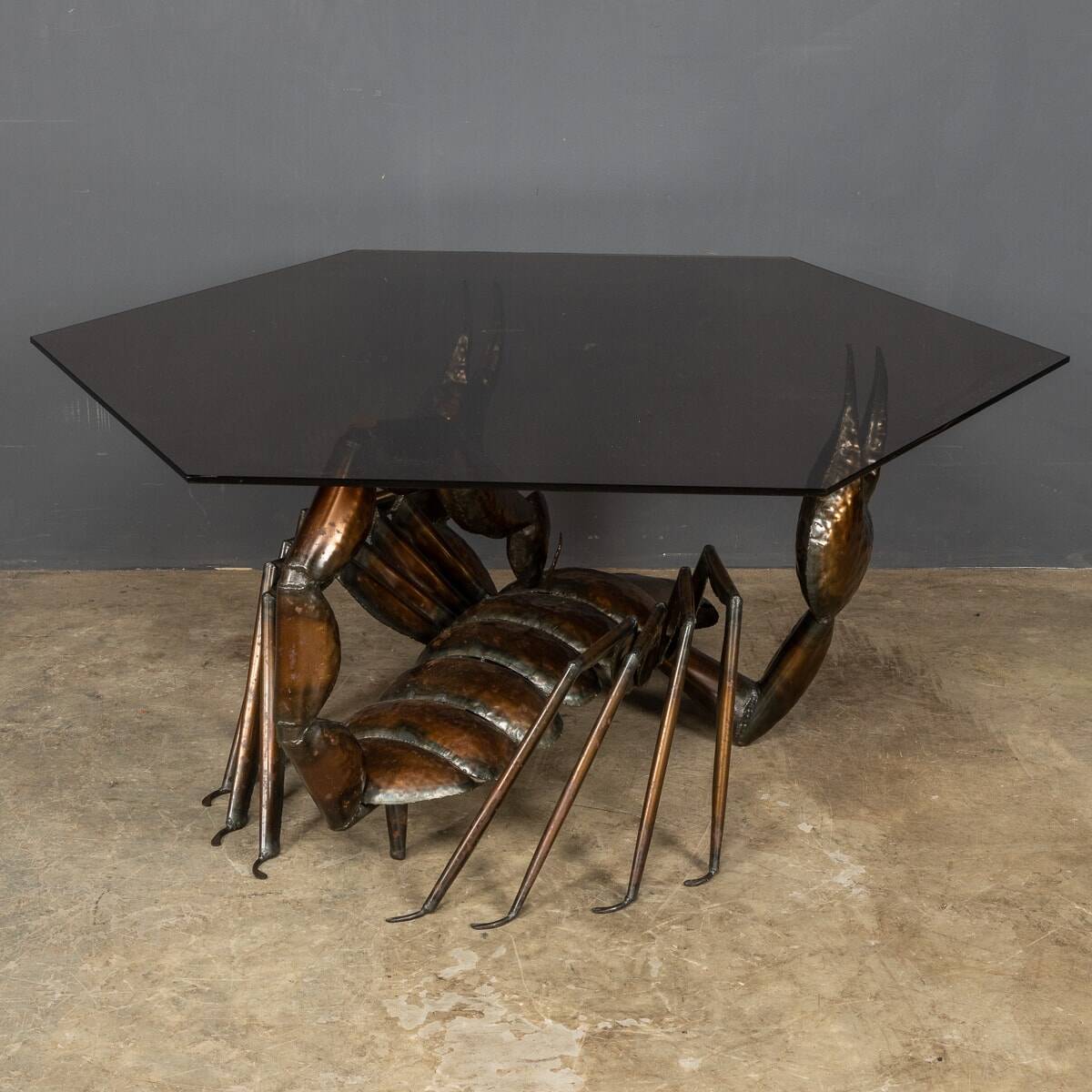 Unusual metal scorpion shaped coffee table c.1970