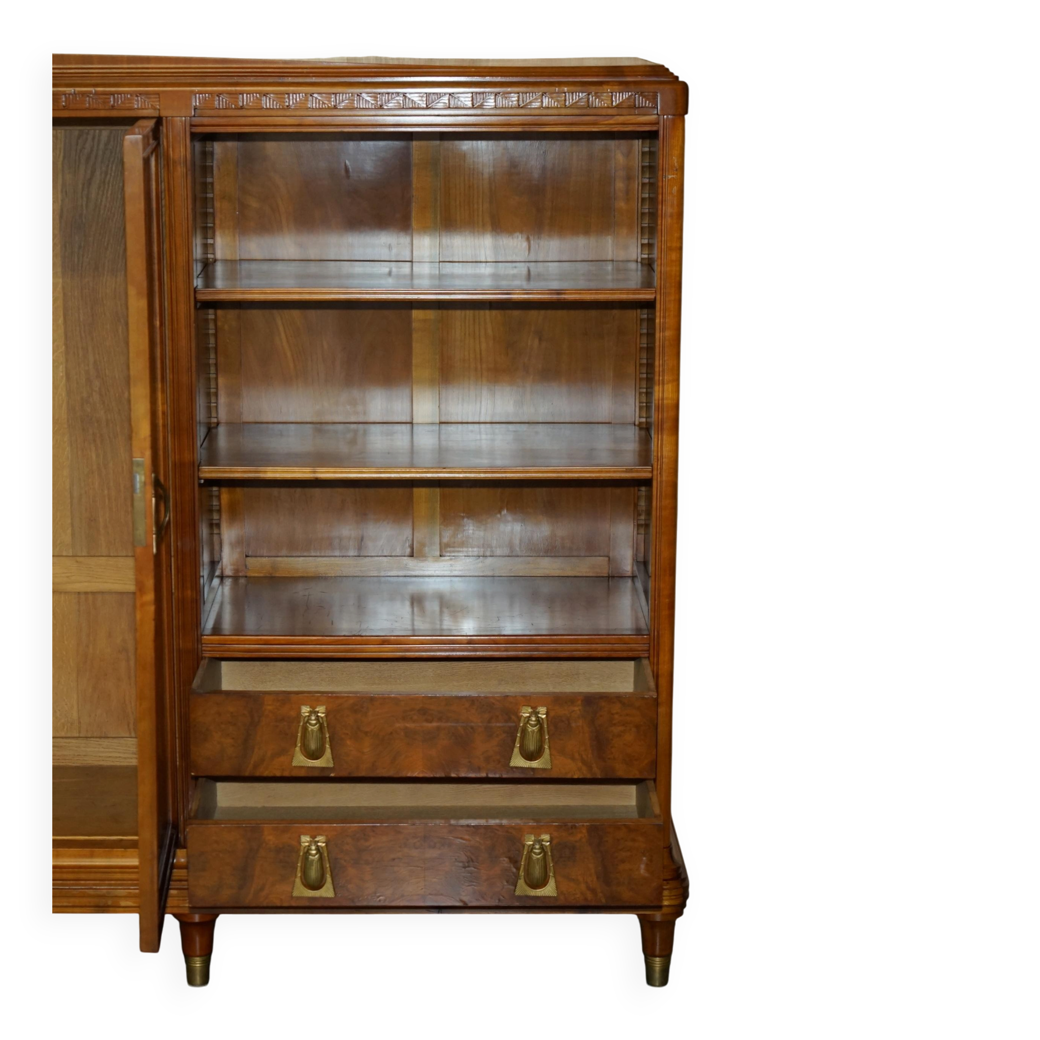 Art Nouveau library in burr walnut by Léon Jallot