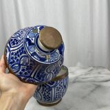 Ensemble 4 jarres marocaines Jobbanas - Céramique bleue de Fès