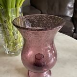 Pink glass photophore by Biot