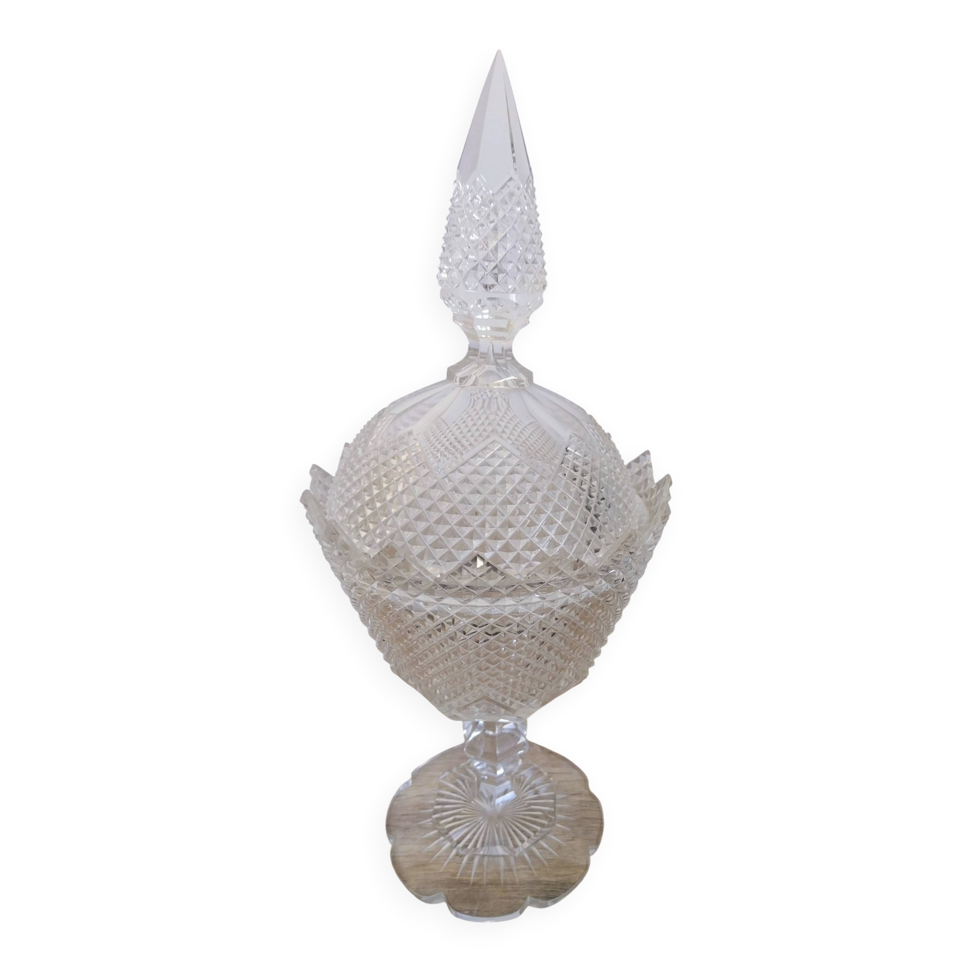 Vintage cut crystal trinket box