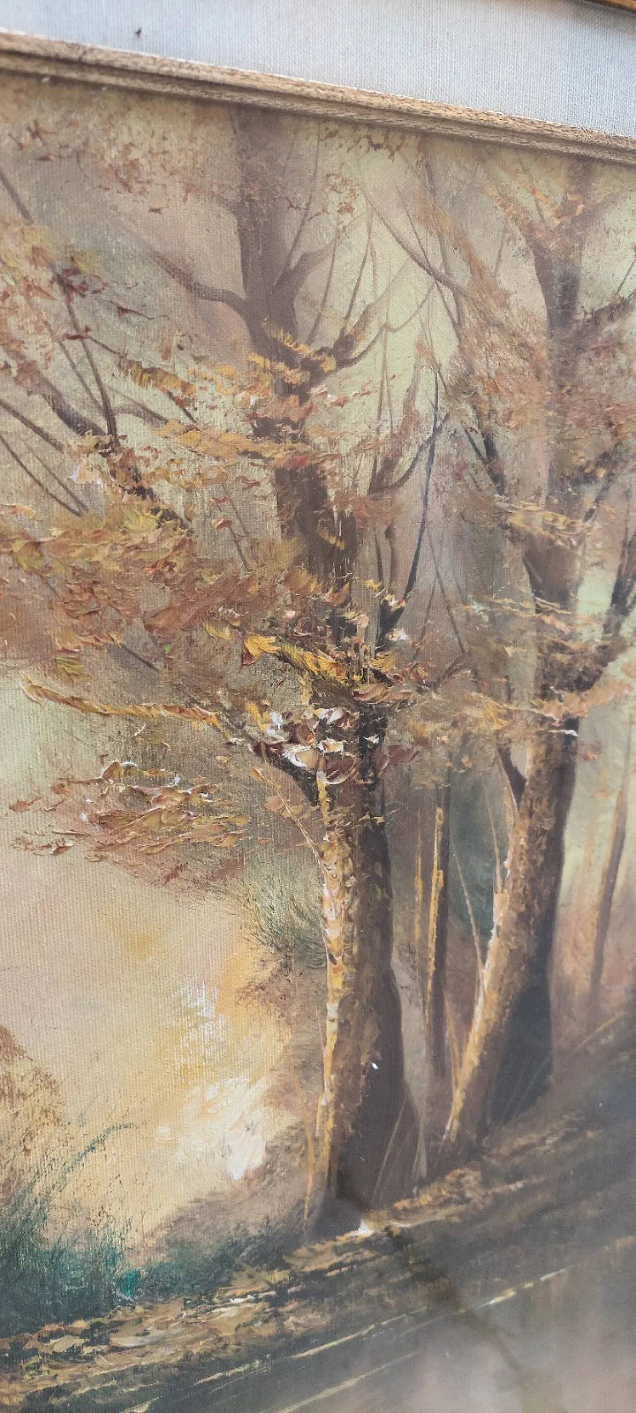 Paysage huile sur toile, fin du 20ème siècle