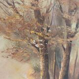 Paysage huile sur toile, fin du 20ème siècle