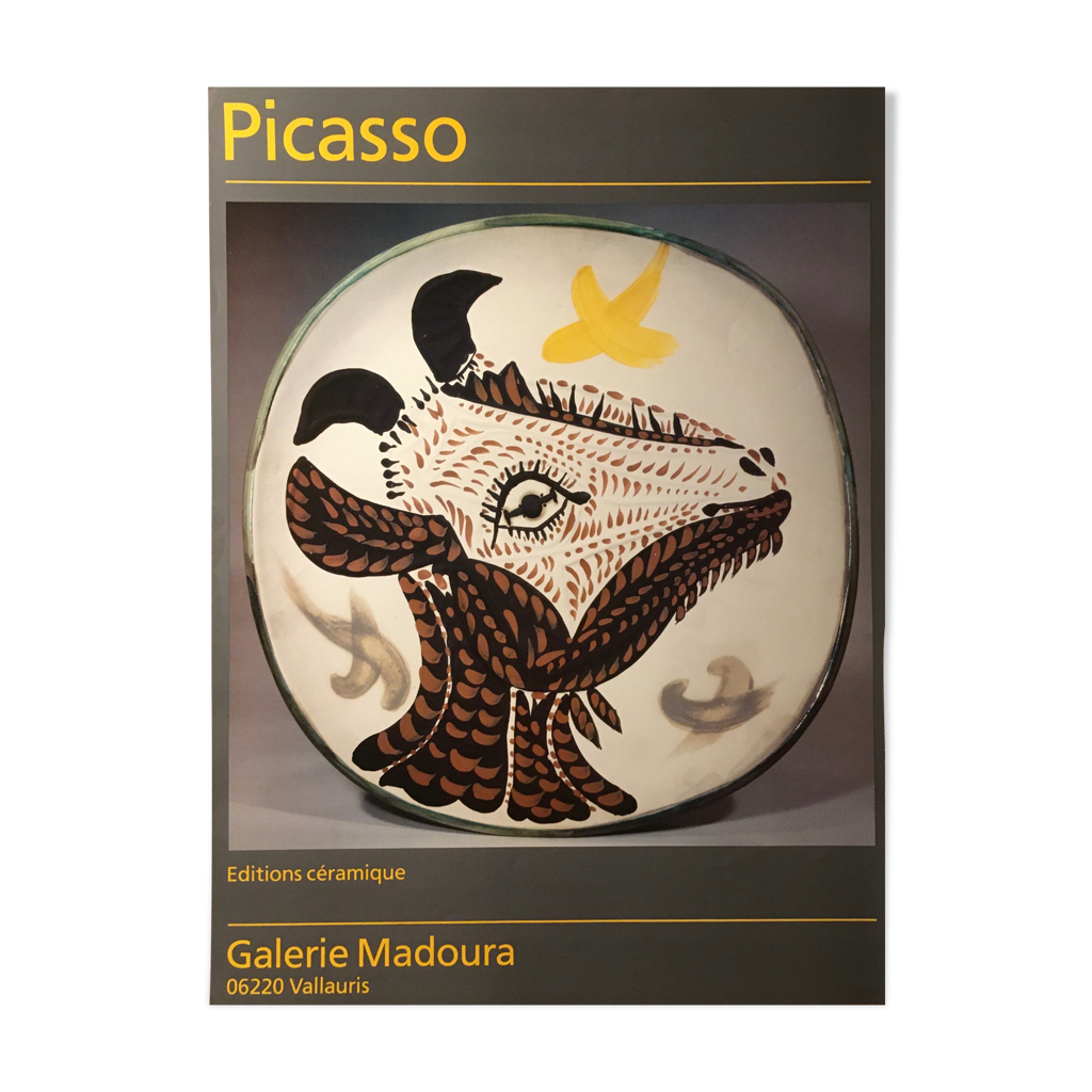Affiche Originale Pablo Picasso 1964 - "Vallauris, Céramiques Espagnoles" - Encadrée - Bon état