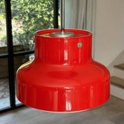 Red bumling pendant light - 70s suede