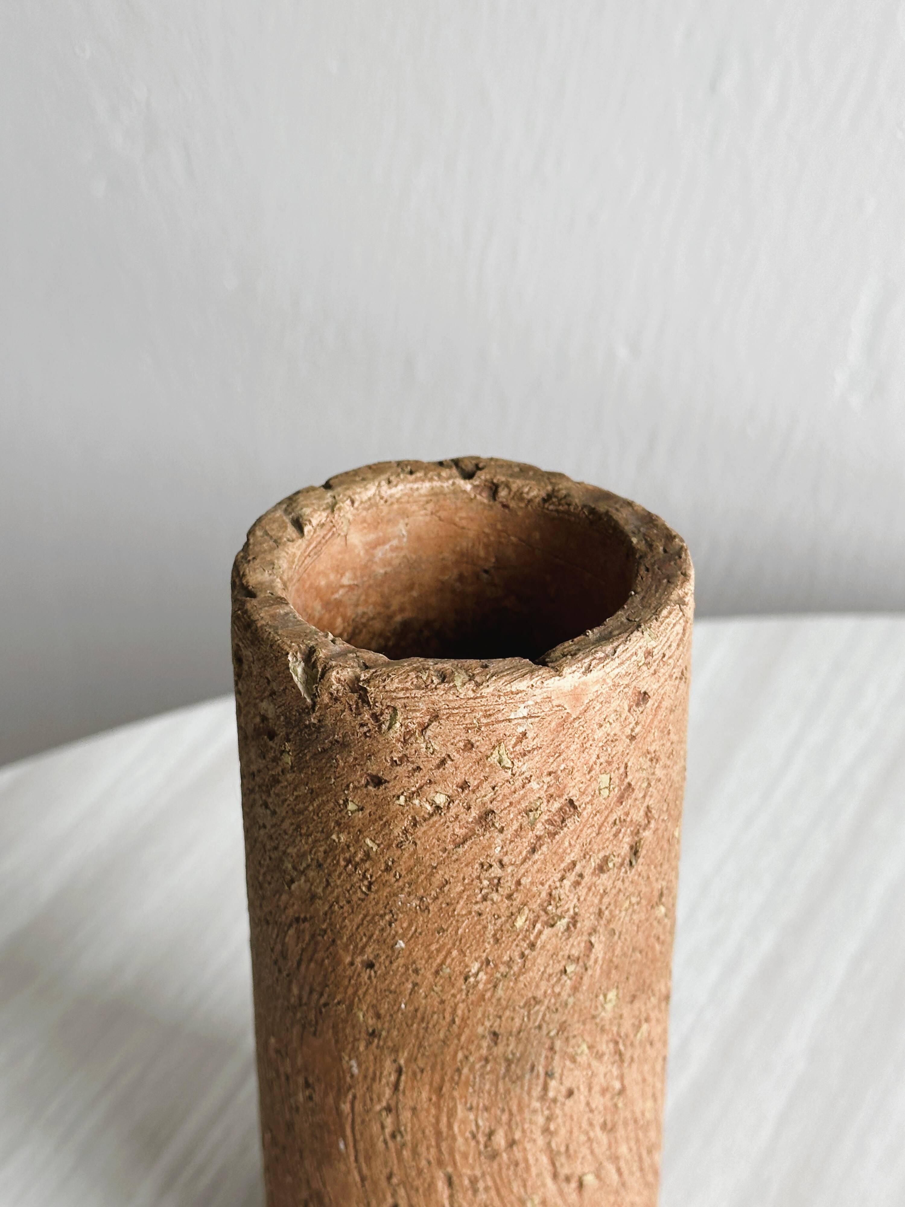 Raw stoneware vase, minimalist natural style