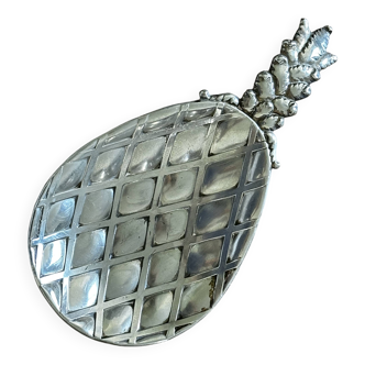 Vintage 70s Pineapple Empty Pocket in Silver Metal